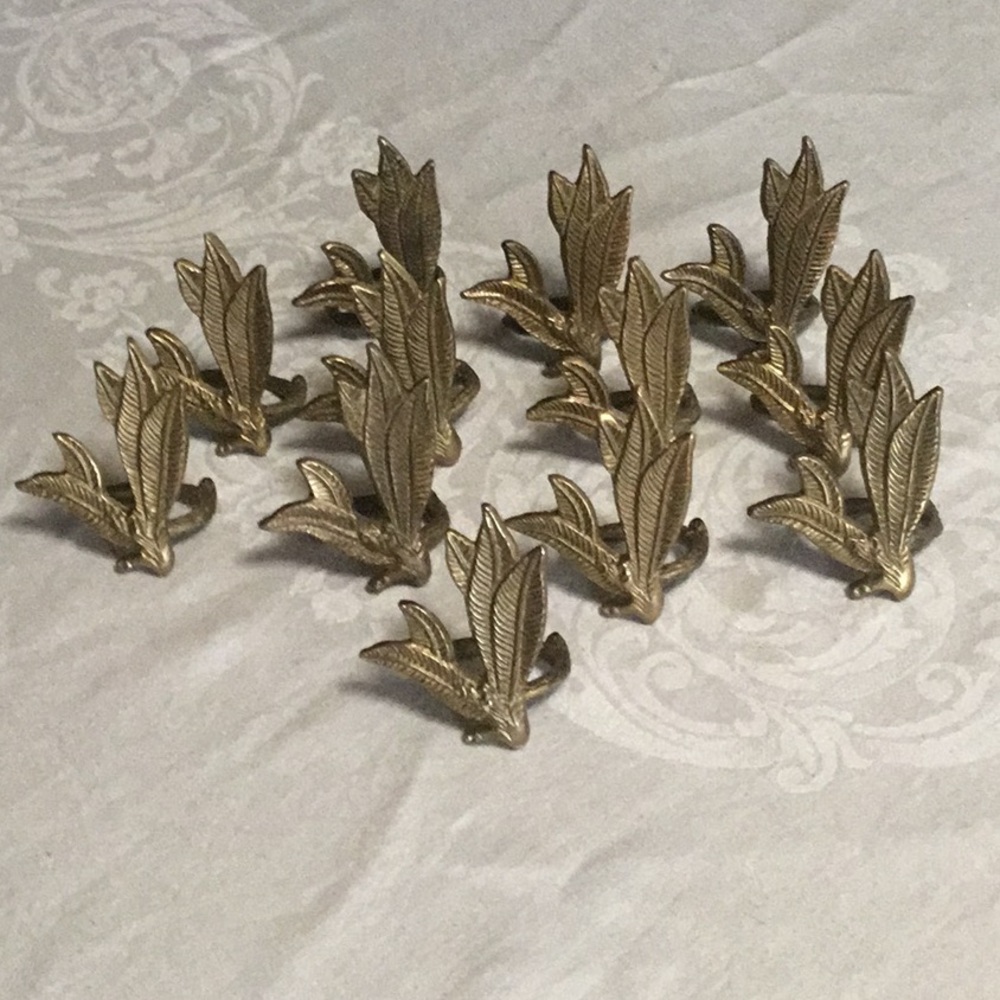 Solid Brass Leaf Design Napkin Rings-Set of 12